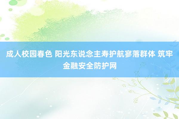 成人校园春色 阳光东说念主寿护航寥落群体 筑牢金融安全防护网