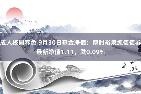 成人校园春色 9月30日基金净值：博时裕泉纯债债券最新净值1.11，跌0.09%