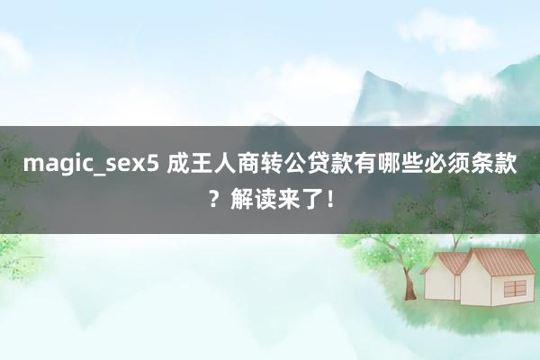 magic_sex5 成王人商转公贷款有哪些必须条款？解读来了！