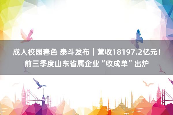 成人校园春色 泰斗发布｜营收18197.2亿元！前三季度山东省属企业“收成单”出炉