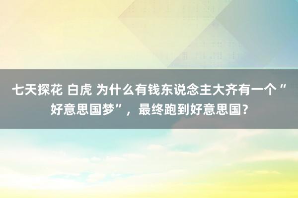 七天探花 白虎 为什么有钱东说念主大齐有一个“好意思国梦”，最终跑到好意思国？