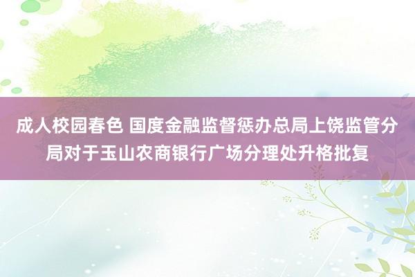 成人校园春色 国度金融监督惩办总局上饶监管分局对于玉山农商银行广场分理处升格批复