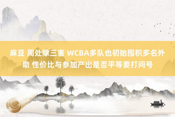 麻豆 周处除三害 WCBA多队也初始囤积多名外助 性价比与参加产出是否平等要打问号