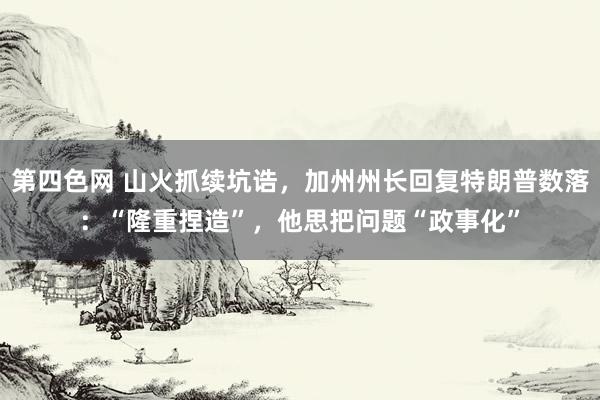 第四色网 山火抓续坑诰，加州州长回复特朗普数落：“隆重捏造”，他思把问题“政事化”