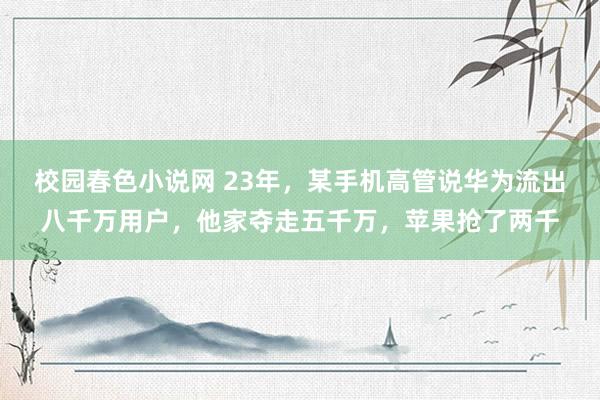 校园春色小说网 23年，某手机高管说华为流出八千万用户，他家夺走五千万，苹果抢了两千