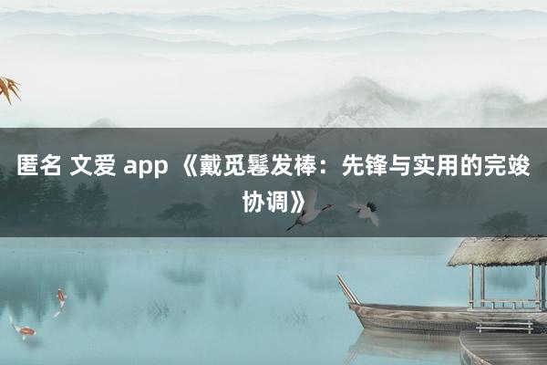 匿名 文爱 app 《戴觅鬈发棒：先锋与实用的完竣协调》