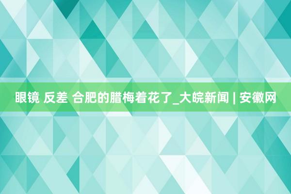 眼镜 反差 合肥的腊梅着花了_大皖新闻 | 安徽网