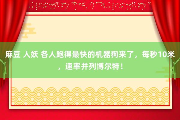 麻豆 人妖 各人跑得最快的机器狗来了，每秒10米，速率并列博尔特！